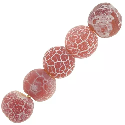 Perles rondes Agate teintées effet craquelé 4 mm Dark Peach x20