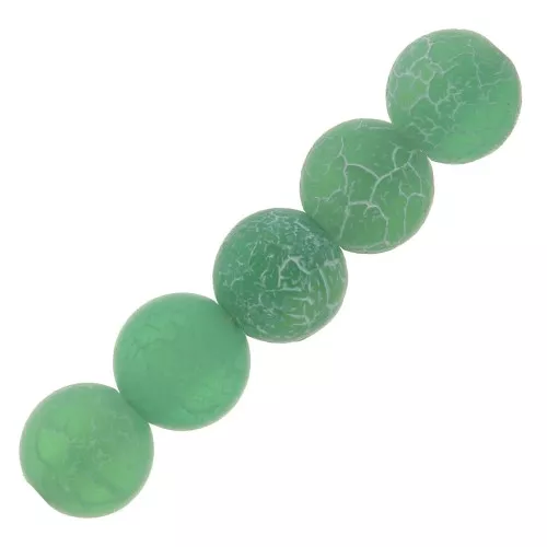 Perles rondes Agate teintées effet craquelé 4 mm Green Turquoise x20