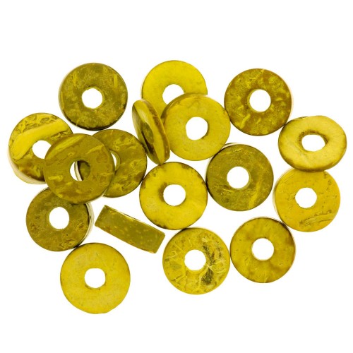 Perles rondelles Heishi Coco 9 mm Jaune x 20