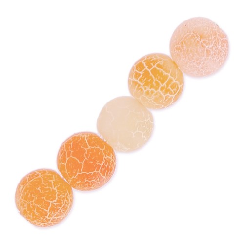 Perles rondes Agate teintées effet craquelé 4 mm Orange x20