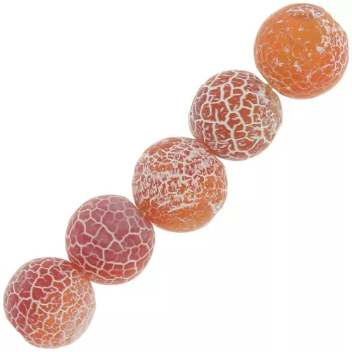 Perles rondes Agate teintées effet craquelé 6 mm Dark Peach x15