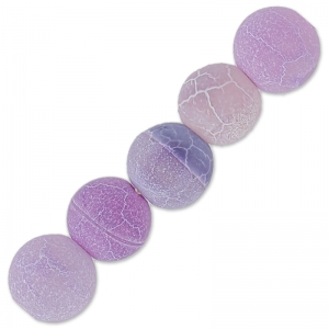 Perles rondes Agate teintées effet craquelé 6 mm Lilas x15