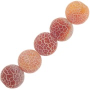 Perles rondes Agate teintées effet craquelé 8 mm Dark Peach x10