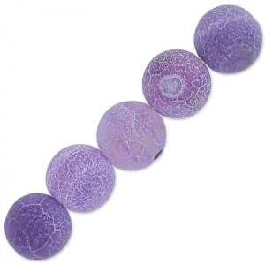 Perles rondes Agate teintées effet craquelé 8 mm Lilas x10