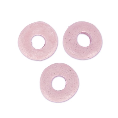 Perles Heishi rondelles en céramique 7 mm Vieux rose mat x10