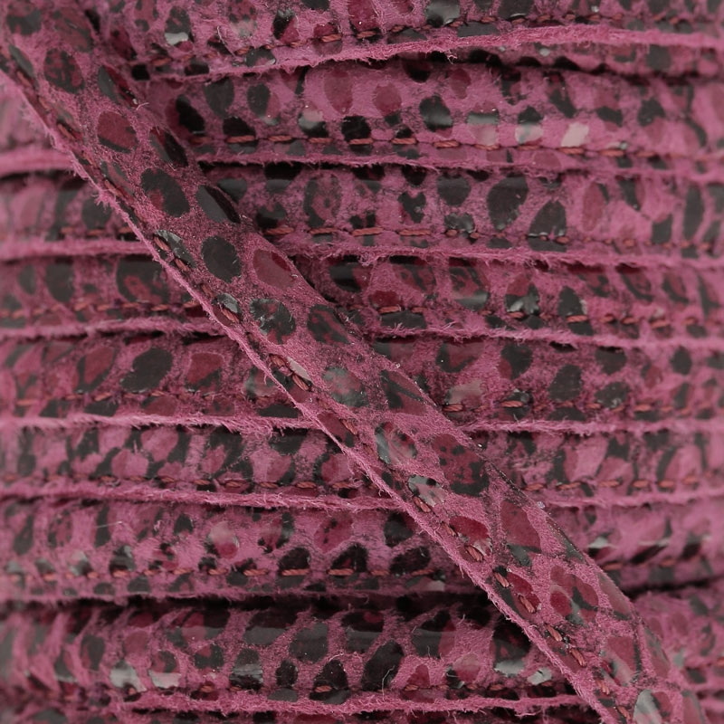 1,8M Cordon plat cuir synthétique 5mm de couleur rose fuchsia mat