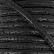 Cordon cuir surpiqué 4 mm motif troué Noir x1 m|raw }}