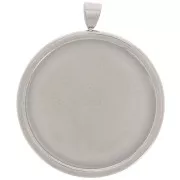 Serti pendentif pour cabochon fond plat 25 mm en Acier inox x1
