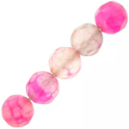 Perles Rondes facettées en agate teintée 4 mm - Fuchsia x20