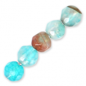 Perles Rondes facettées en agate teintée 4 mm Aqua Jade x20