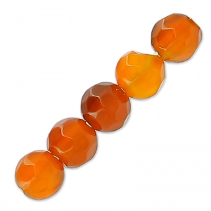 Perles Rondes facettées en agate teintée 4 mm Orange x20