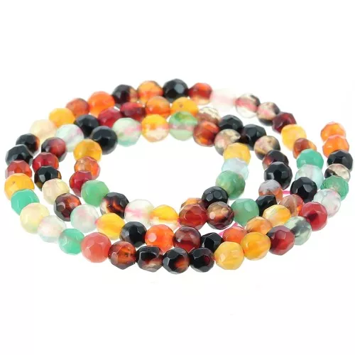 Assortiments de perles rondes facettées en agate teintée 4 mm Multicolore x35cm