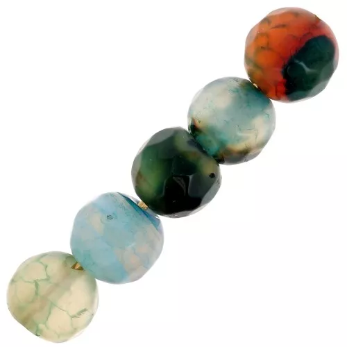Perles Rondes facettées en agate teintée 6 mm Green Turquoise x15