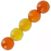 Perles Rondes facettées en agate teintée 6 mm Orange x15