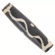 Perles olives décorées 32x8 mm x5