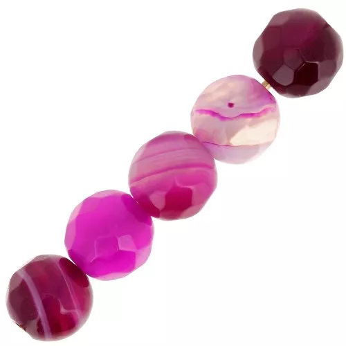 Perles Rondes facettées en agate teintée 6 mm Dark fuchsia x15
