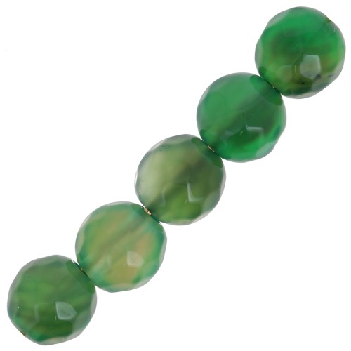 Perles Rondes facettées en agate teintée 6 mm - Vert Emeraude x15