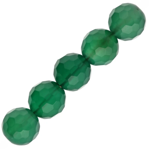 Perles rondes facettées en agate teintée 6 mm - Vert Emeraude x15