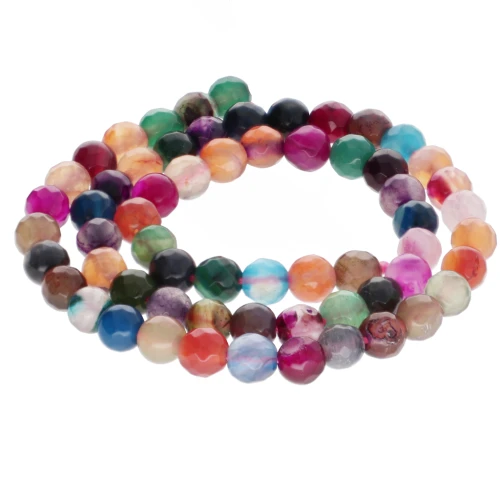 Assortiments de perles rondes facettées en agate teintée 6 mm Multicolore x35cm