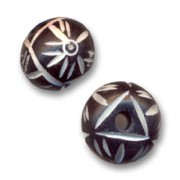 Perles rondes aplaties décorées 14x11 mm x5