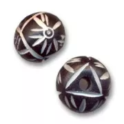 Perles rondes aplaties décorées 14x11 mm x5