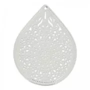 Pendentifs légers gouttes 23 mm argenté x4