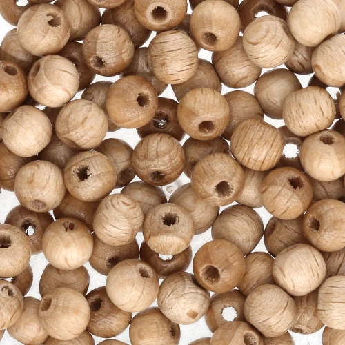 Perles rondes en bois 6 mm Naturel x125