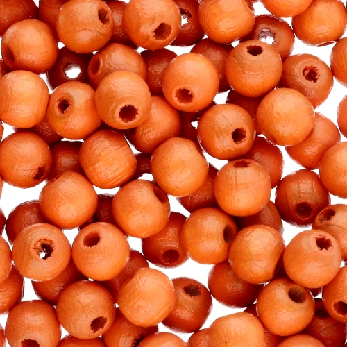 Perles rondes en bois 6 mm Orange x125