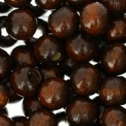 Perles rondes en bois 6 mm Sépia x125