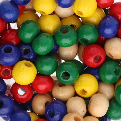 Perles rondes en bois 6 mm Multicolore x125