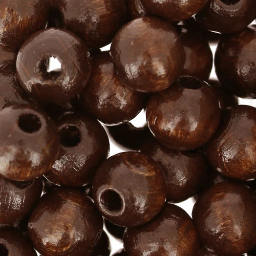 Perles rondes en bois 8 mm Sépia x85
