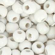 Perles rondes en bois 6 mm Blanc x125|raw }}