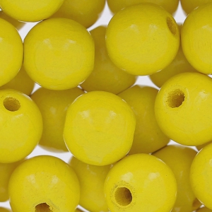 Perles rondes en bois 10 mm Jaune x50
