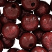Perles rondes en bois 10 mm Bordeaux x50