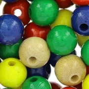 Perles rondes en bois 10 mm Multicolore x50