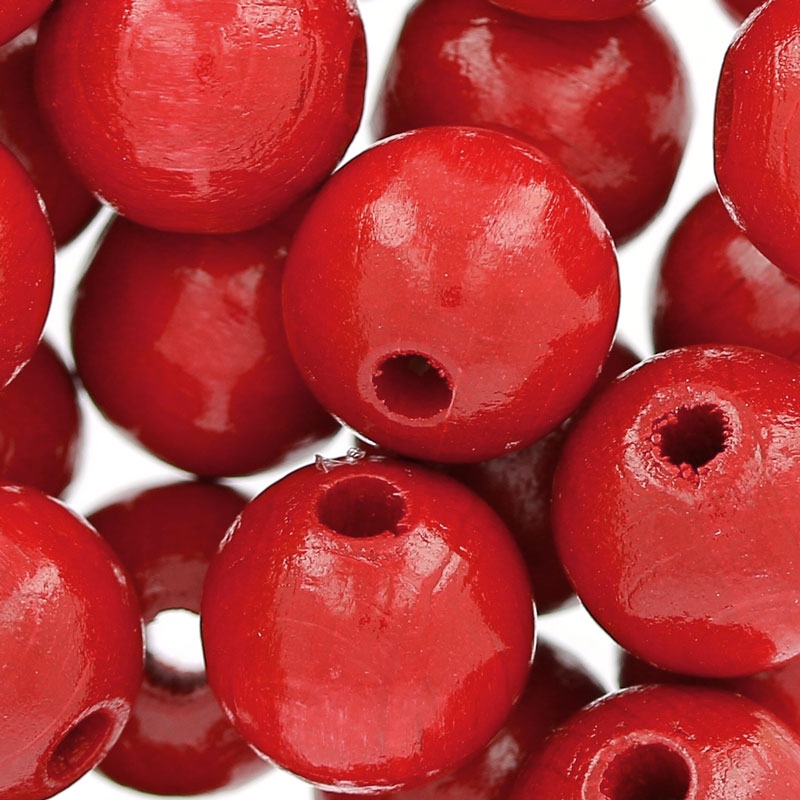 Perles En Bois Boule Rouge – Diamètre 30mm, Lot D'environ 50 Pièces, Pour Créations DIY