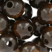 Grosses perles rondes en bois 12 mm Brun x30