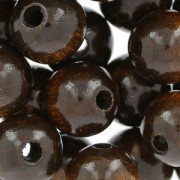 Grosses perles rondes en bois 12 mm Sépia x30