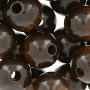 Grosses perles rondes en bois 12 mm Sépia x30