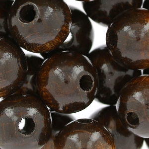 Grosses perles rondes en bois 12 mm Sépia x30