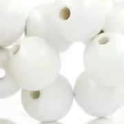 Grosses perles rondes en bois 15 mm Blanc x15