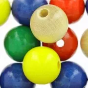 Grosses perles rondes en bois 15 mm Multicolore x15