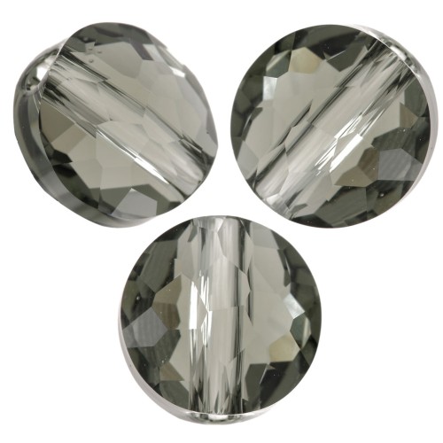 Perle ronde plate -  8 mm - Thin Round Swarovski 5034  - Black Diamond x1