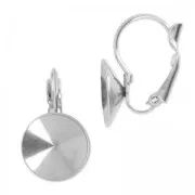 Boucles d'oreilles Dormeuses pour cabochon Rivoli 1122 12 mm en Acier Inox x2