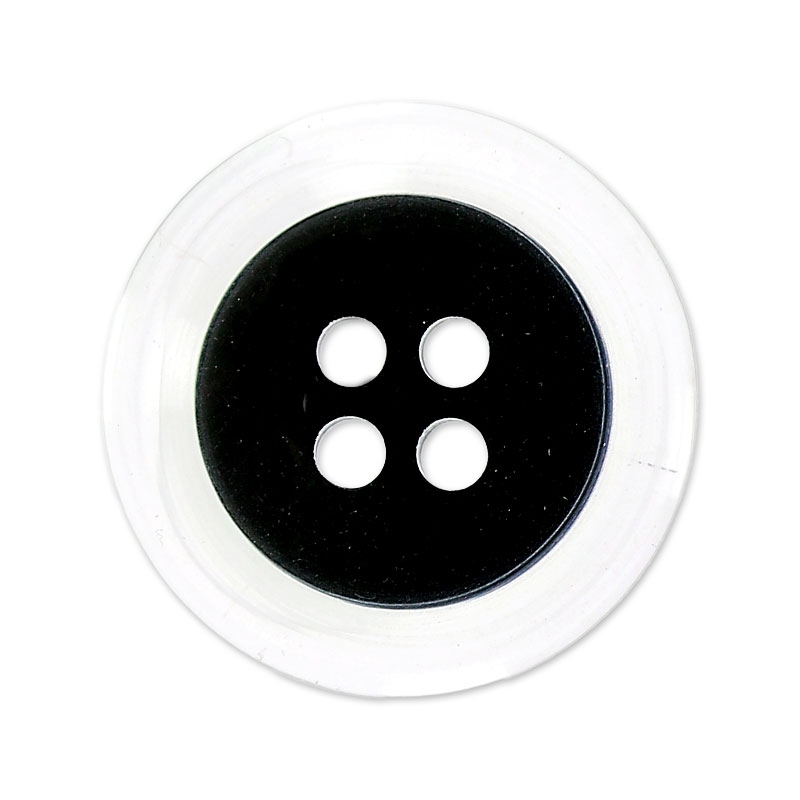 Bouton Rond Qu On Tourne Du Doigt Bouton rond bicolore 20 mm Noir/Transparent x1 - Perles & Co