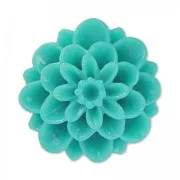 Cabochon fleur en résine 20 mm Blue Zircon x1