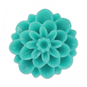 Cabochon fleur en résine 20 mm Blue Zircon x1