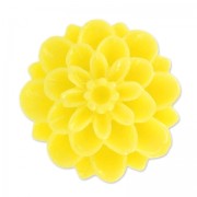Cabochon fleur en résine 20 mm Jaune x1