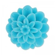 Cabochon fleur en résine 20 mm Turquoise x1
