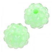 Perles en résine strassées 12 mm Crystal/Chrysolite x5